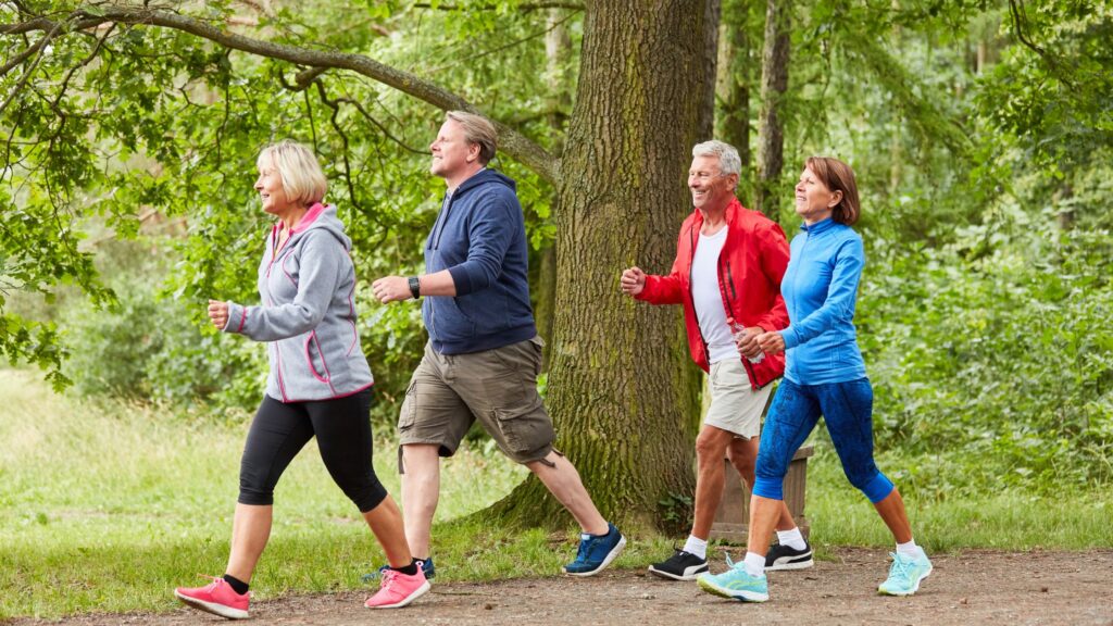 senior woman walking outdoors